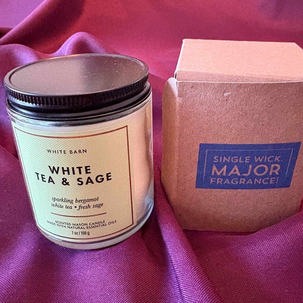 Bath & Body Works White Tea & Sage Single Wick Candle | White Barn